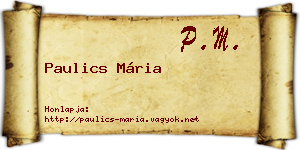 Paulics Mária névjegykártya